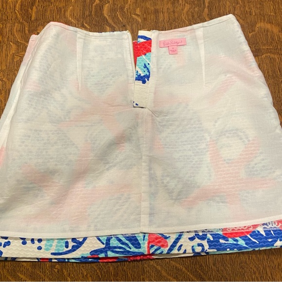 LILLY PULITZER TATE MINI SHE SELLS SEASHELLS STARFISH RED PRINT PREPPY SKIRT - Picture 14 of 16